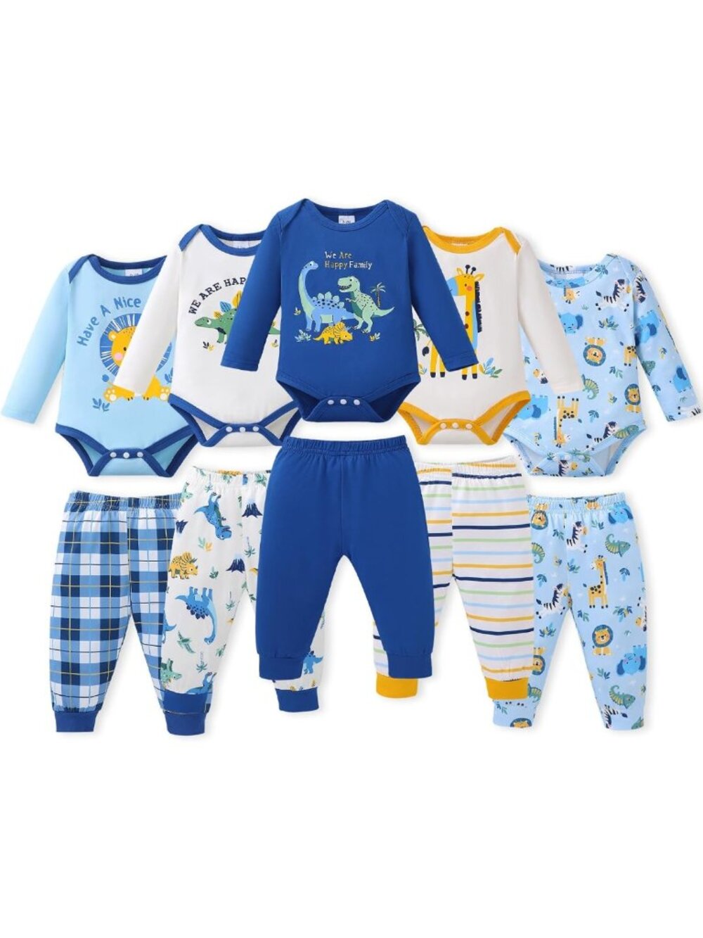 Unisex Baby Clothes Set 10PCS for Boys & Girls, Preemie to 12 Months Outfits